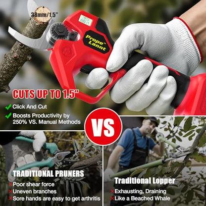 Pruning Shears Compatible with Milwaukee 18V Battery, SK5 Blade, 1.5" Cut - color: Red