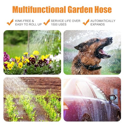 Garden Hose 75FT, Camper Water Hose with Nozzle Flexible Garden Water Hose - Burst-Resistant, Kink-Free, High-Pressure, All-Weather Use for Lawns, Gardens, and Outdoor Cleaning - size: 75FT