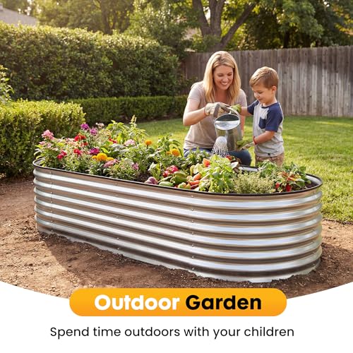 Sweetcrispy Raised Garden Bed Outdoor, 6x3x1ft Galvanized Planter Box - size: 6×3×1ft