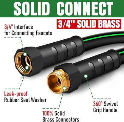 Heavy Duty Garden Hose 6ft, NON-EXPANDABLE Flexible Water Hose, Kink Resistant Lightweight Hybrid Hose, Leakproof Hose Male to Female Fittings - color: Black+Green, size: 6ft