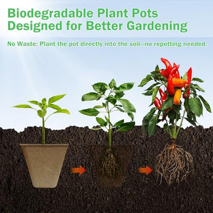 Peat Pots, 165 Pack 3.15 Inch Seed Starter Pots for Seedlings - size: 165 Pcs