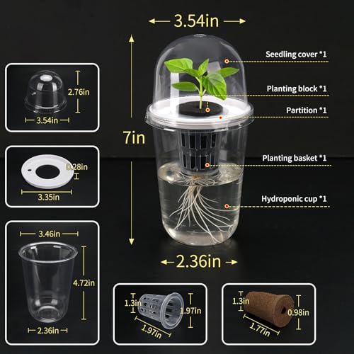 Ronyes 8-Pack Clear Hydroponic Nursery Pots with Vented Domes