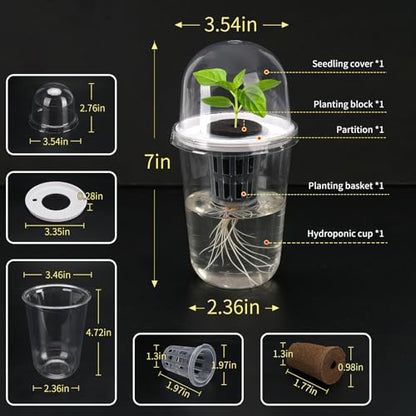 Ronyes 8-Pack Clear Hydroponic Nursery Pots with Vented Domes