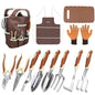 Brown Garden Tools Set 12-Piece, Gardening Gifts for Women Men - color: brown