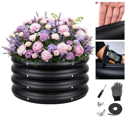 ZXZYHFTY Round Raised Garden Bed Set, 1 Pack, 2 x 2 x 1 Ft, Black - color: Black