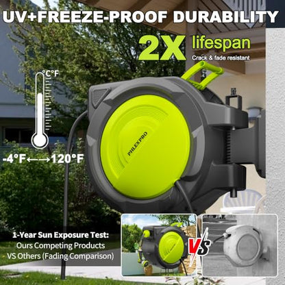 75 FT 5/8" Retractable Garden Hose Reel, Wall Mount - color: Upgrade-green, size: 75FT-5/8"