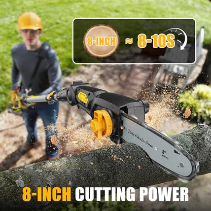 8-Inch Cordless Pole Saw Compatible with Dewalt 20V Max Battery - color: Pole Black