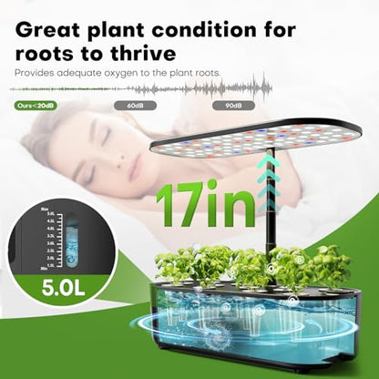 Ahopegarden Hydroponics Growing System Kit: 12 Pods with LCD Control Panel - color: Midnight Black