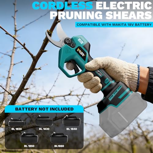 Brushless Electric Pruning Shears for Makita Battery, Portable Cordless Pruning Shears with LCD Display＆SK5 Blades, Adjustable Cutting Diameter 0.8-1.2 Inch for Gardening Tree Pruning(NO Battery)