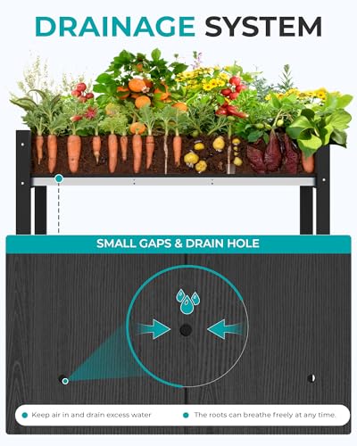 SERWALL Raised Garden Bed with Legs-Black - color: Black, size: 1 pack