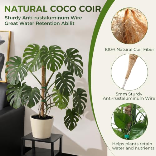 4 Pack 28'' Moss Pole Monstera Plant Support, Bendable Plant Stakes Made of Real Coco Coir Support for Climbing Indoor Plants, Tall Moss Stick Trellis for Potted Climbers - size: 4 Pack (28in)