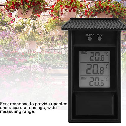 Joyzan Digital Greenhouse Thermometer,Waterproof Max Min Temperature Meter - color: black