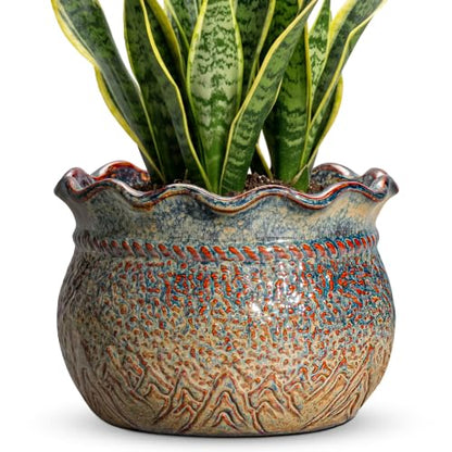 10 Inch Plant Pot, Ceramic Planter, Yellowish Brown - color: Yellowish Brown, size: 10 Inch
