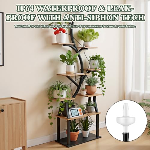 Automatic Watering System for Potted Plants, Indoor Auto Plant Waterer with Programmable Timer, Soil Moisture Sensor self Watering Device for 15 Plants, Ideal for Travel, Vacation, Away