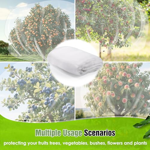 10 X 10FT Large Fruit Tree Netting, Tree Nets for Fruit Trees with Zipper and Drawstring, Insect Netting Barrier for Garden Blueberry Bushes Cherry Peach Apple Protection from Squirrels Birds Pests - size: 10FT x 10FT