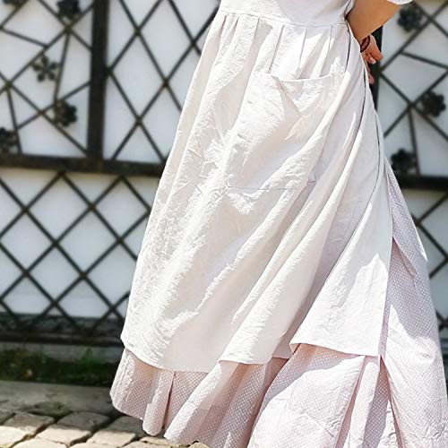 Cotton Linen Apron Cross Back Apron for Women with Pockets Pinafore Dress - color: 2 Pack-red+white