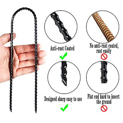 10 Inch Coated Rebar Trampoline Wind Stake Set of 12 Metal Anchors