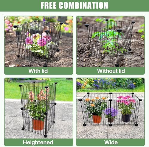 2 Pack 12x12'' Metal Mesh Plant Cages for Outdoor Plants, Keep Animal Out