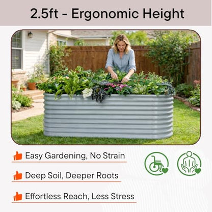 30" Extra Tall Raised Garden Bed, 6x2x2.5 ft Galvanized Planter Box - color: Gray, size: 6x2x2.5ft