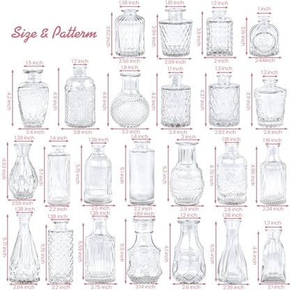 TBWIND 24pcs Clear Glass Bud Vases Set - color: Clear-24pcs, size: 24Pcs