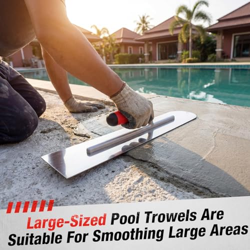 MorningRo Large 20''x4'' Stainless Steel Pool Trowel Round End-Square Back