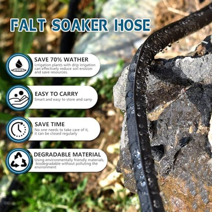 Flat Soaker Hose 50FT 2-Pack for Garden Beds - size: 50FT 2Pack