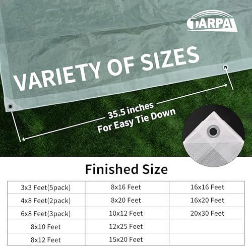 TARPAL 3'x3'（5pack） Semi Clear Tarp with Grommets Greenhouse Cover 7.5mil - color: Semi Clear White, size: 3x3ft(5pack)-Finished size