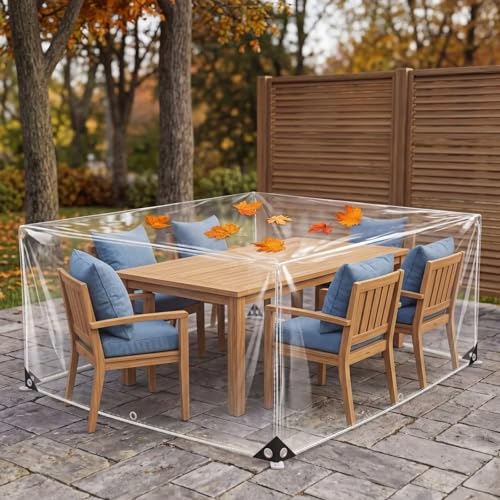 Clear Tarp Heavy Duty Waterproof 18 Mil,Transparent PVC Plastic Tarpaulin with Rustproof Grommets and Reinforced Edges,Ideal for Greenhouse,Patio Enclosure,Porch Rain Blocker and Outdoor Cover 8'x8' - size: 8x8ft