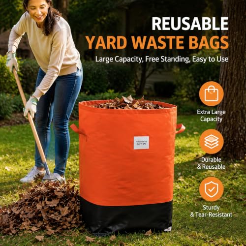 48 Gallon Reusable Yard Waste Bags,3 Pack Lawn and Leaf Bags,Garden Bags