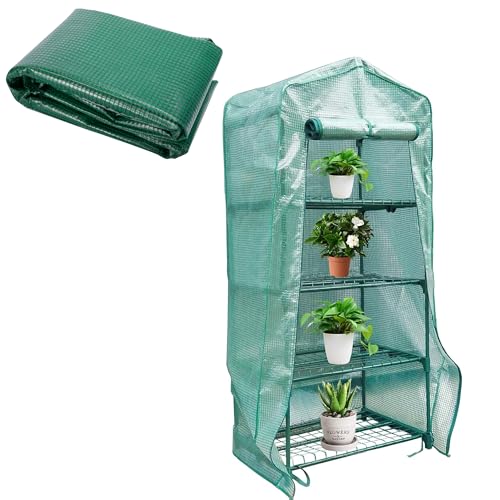 4 Tier Greenhouse Replacement Cover with Roll-Up Zipper Door