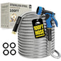 Lefree 100ft Metal Garden Hose with Upgraded Leak‑Proof Rubber Sleeve - color: Silver, size: 100FT