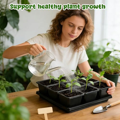 3.5in 50Pcs Black Square Nursery Pots with 5Pcs Plastic Seed Starting Trays - size: 3.5in-50pcs