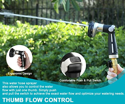 ESOW Garden Hose Nozzle Sprayer, Heavy Duty Metal, 8 Spray Patterns