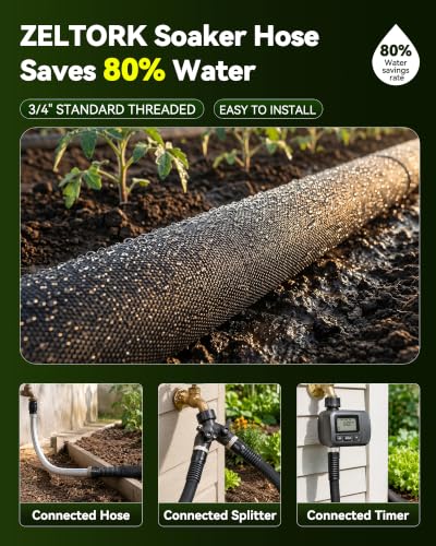 Flat Soaker Hose 50FT for Garden Beds, Drip Irrigation Hose,