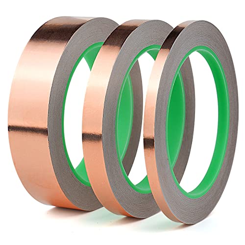 BOMEI PACK Copper Foil Tape 3 Pack (1.97mil x 1inch 1/2inch 1/4inch x 66ft) with Conductive Adhesive for Electrical Repairs, Guitar, Stained Glass, Paper Circuits - size: 3 Pack, 1 Inch/1/2 Inch/1/4 Inch X 66 Ft