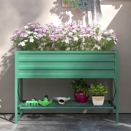 Outsunny Raised Garden Bed with Galvanized Steel Frame, Green - color: Green