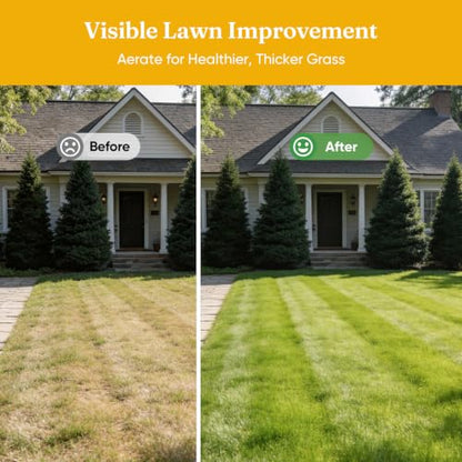 Grenebo Lawn Aerator Manual Aerator Lawn Tool with 16 Spikes, Black - color: Dark Green