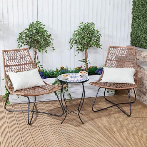 VCUTEKA Outdoor Side Table,14" Patio Accent Table Bistro Coffee End Table - color: Flower