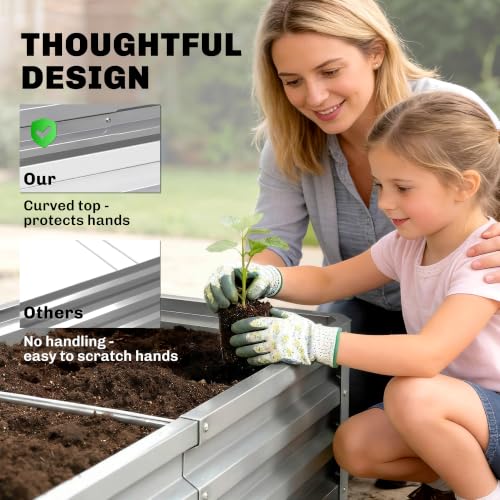 Outsunny 4' x 2' x 1' Galvanized Raised Garden Bed, Silver - color: Silver