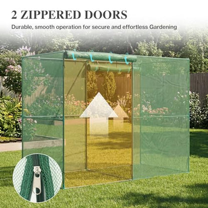 BPS Crop Cages for Garden Plant, 8x4x6 Ft Plant Netting Protection Tent with Zippered Door for Plants, Raised Garden Bed Cover with Frame for Vegetables, Fruits and Flowers - size: 8'x4'x6'