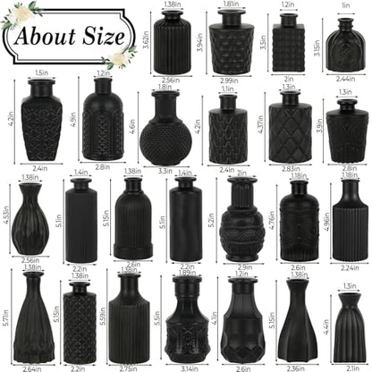 TBWIND 24PCS Black Glass Bud Vases Set - color: Black-24pcs, size: 24Pcs