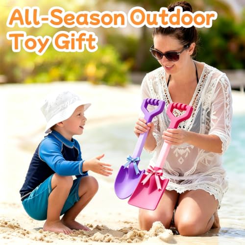 20 Inch Heavy Duty Plastic Beach Shovels for Kids Sand & Snow Digging - color: Pink-Purple