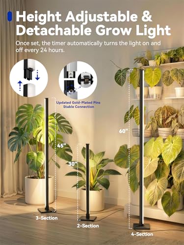 GLOWRIUM Vertical Grow Light for Indoor Plants, 60in LED Standing Lamp - size: 60 IN