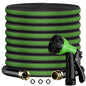 100FT Non-Expandable Flat Garden Hose with 10 Function Nozzle,No-Kink,Green - color: Green, size: 100FT