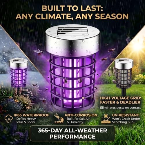 4 Pack Solar Bug Zapper Outdoor Waterproof Mosquito Repellent Outdoor Patio