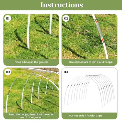 Greenhouse Hoops 36pcs, Sunwuk Garden Hoops for 1-3.5ft Wide Raised Bed, 9 Sets of 5.6ft Long Super Bendable Fiberglass Support Hoops Frame, Mini Greenhouse Strip for Row Cover (S Size) - style: 36pcs