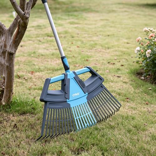 CYRUS 3-in-1 Garden Leaf Rake Adjustable PP Plastic 30-Tine Yard Rake