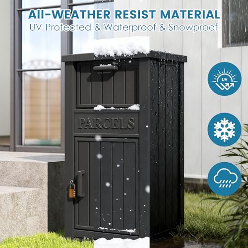 Package Delivery Box for Outside, Parcel Drop Box, Classic Black - color: Black