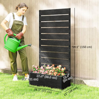Outsunny Raised Garden Bed with Trellis, 28.25" x 15" x 59", Black - color: Black, size: 28.25" x 15" x 59"