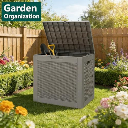 31 Gallon Outdoor Storage Box Waterproof Deck Box Patio Storage - color: Gray, style: 31Gallon-style1